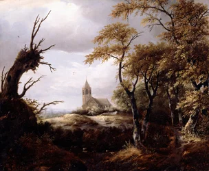 Landschap met een kerk